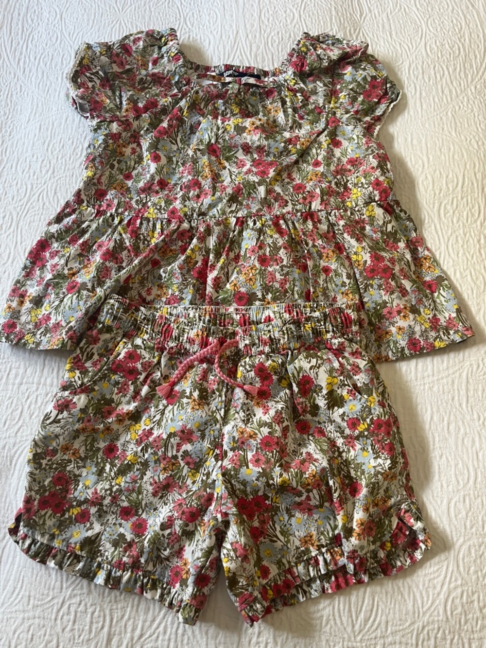 Lands’ End Floral Cotton Set, Size Large (10-12)